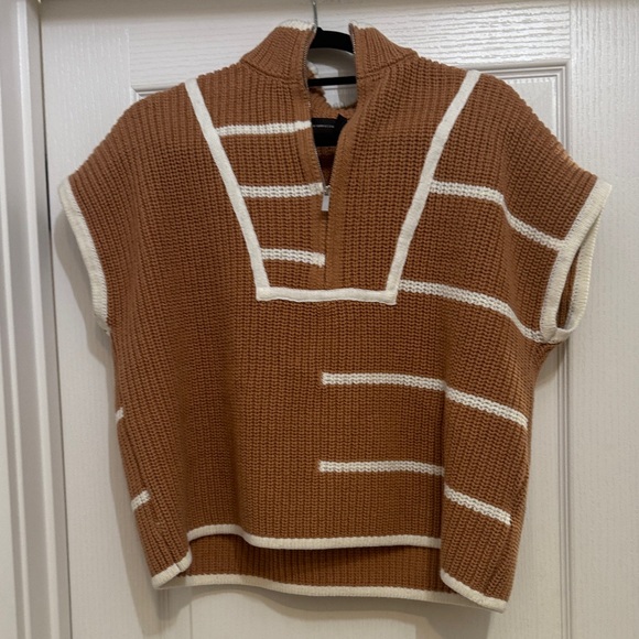 New York & Company Sweaters - New York & Company Tan and Cream half-zip Sweater Vest